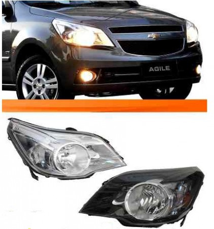 Farol Agile Montana 2011 2012 2013 Cromado - Mascara Negra.